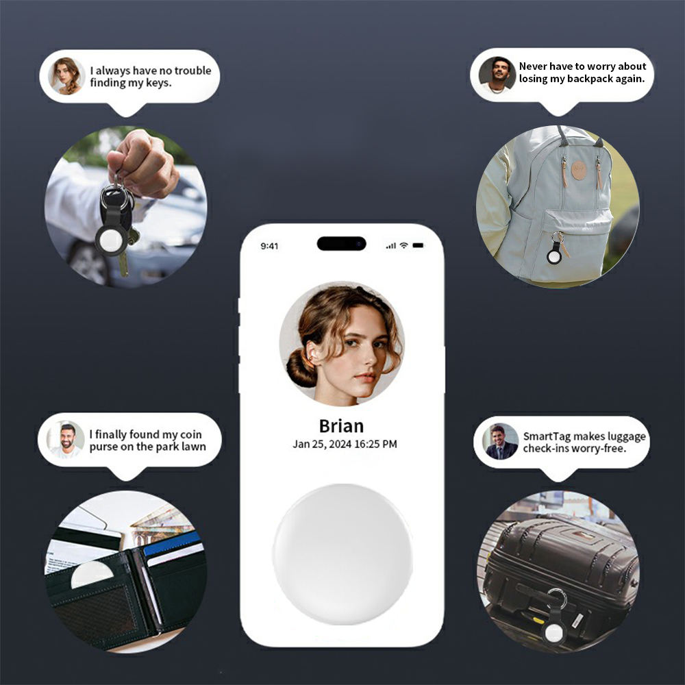 Air Tracker Tag for Apple - Works with Find My APP + Keyring with Silicone Case