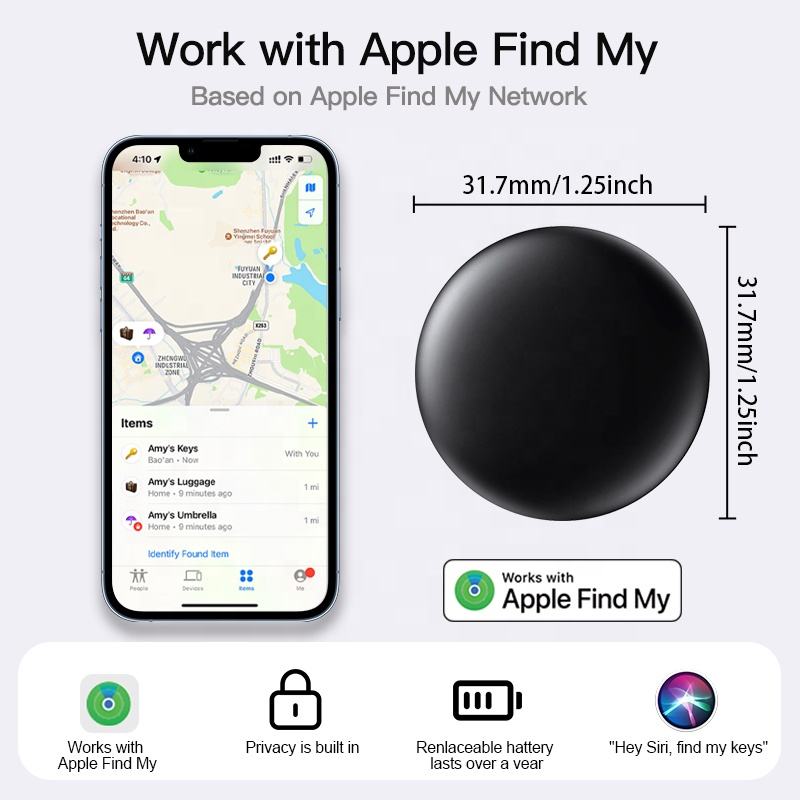 Air Tracker Tag for Apple - Works with Find My APP + Keyring with Silicone Case