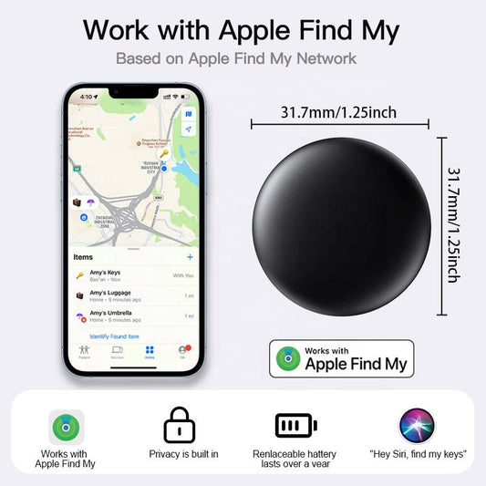 Air Tracker Tag for Apple - Works with Find My APP + Keyring with Silicone Case