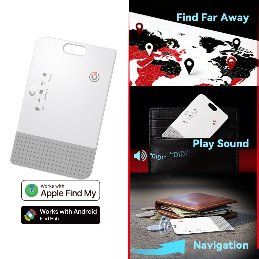 Wireless Charging Smart Card Tracker - Works with Apple & Android Devices Both