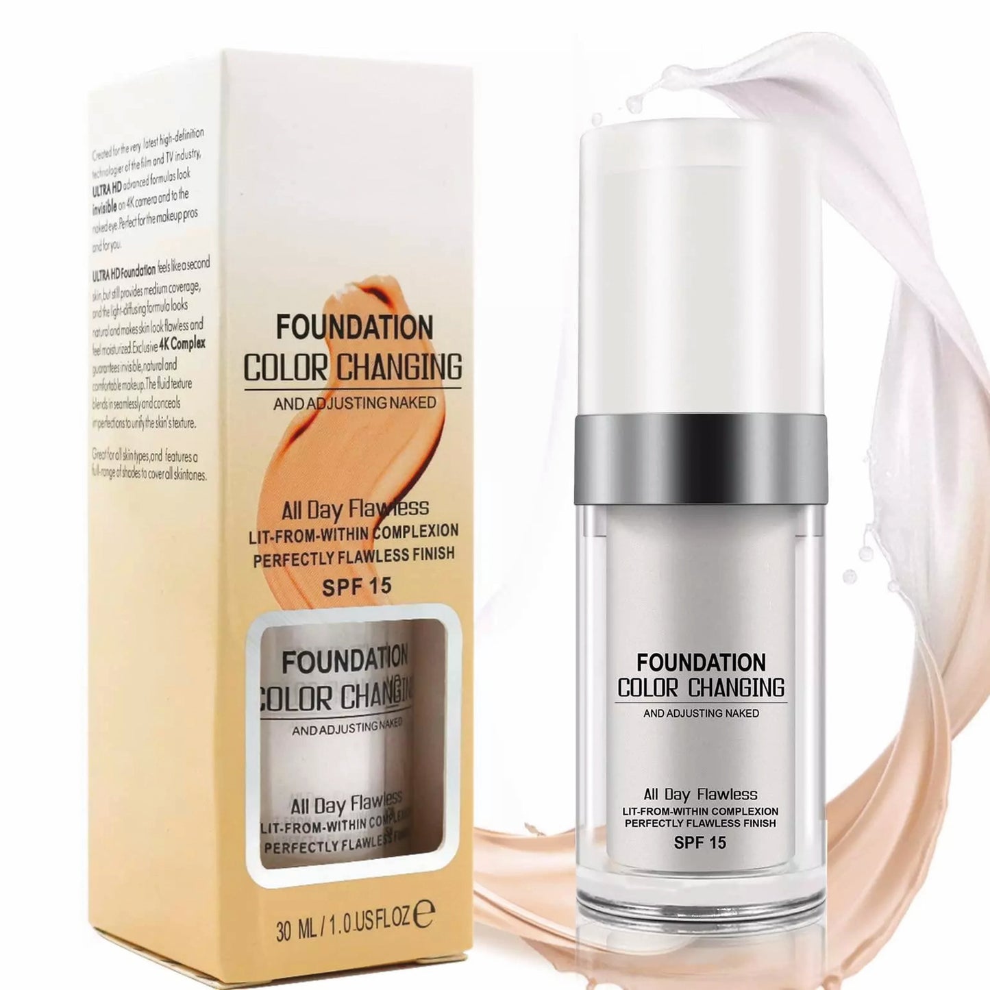 2 x TLM Daily Flawless Long-Lasting Liquid Colour Changing Face Foundation 30ml