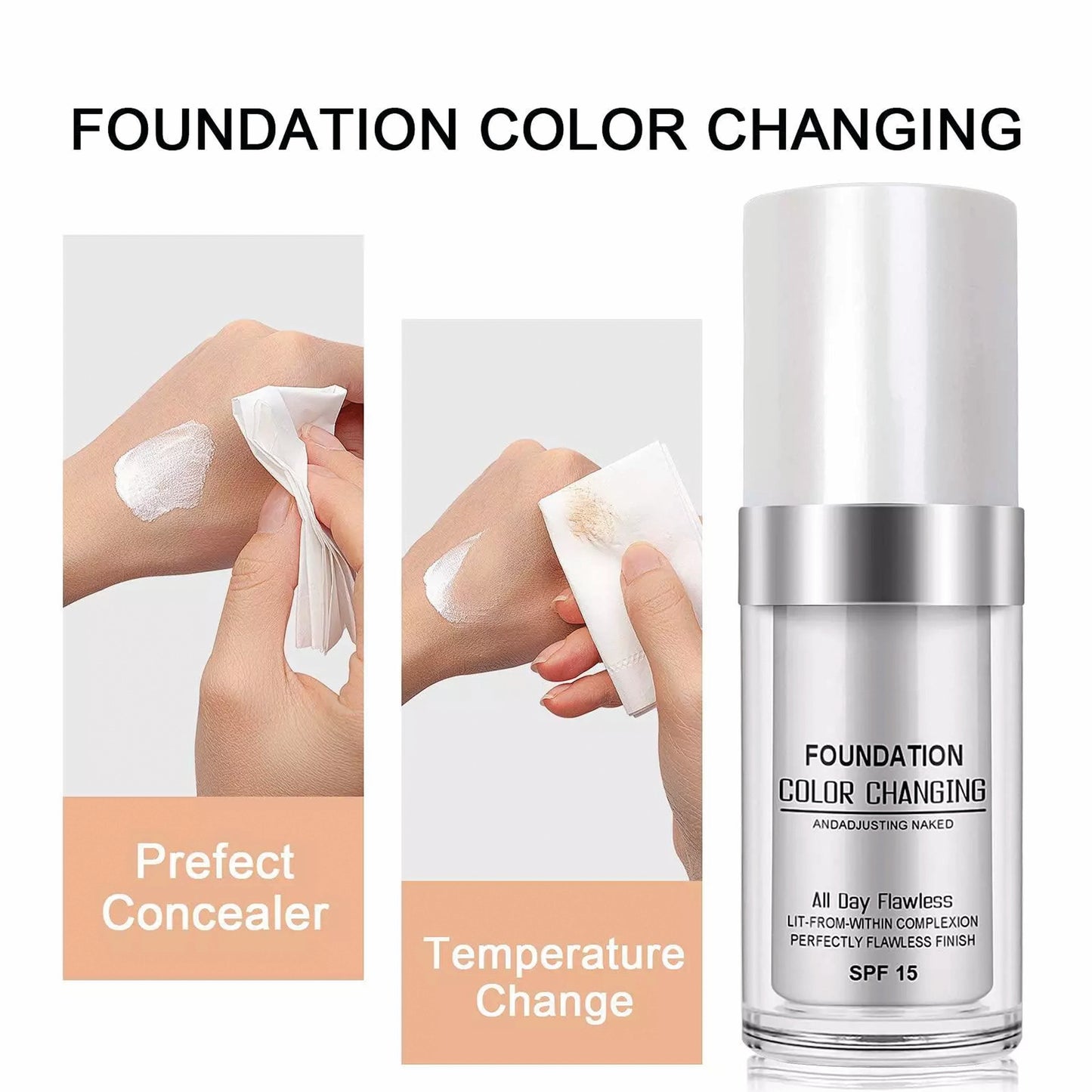 TLM Daily Flawness Long-Lasting Liquid Colour Changing Base Face Foundation 30ml