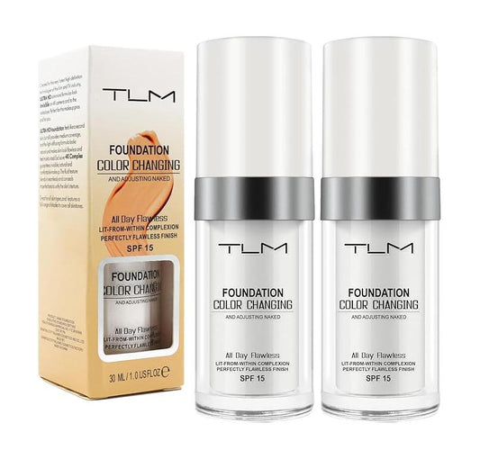 2 x TLM Daily Flawless Long-Lasting Liquid Colour Changing Face Foundation 30ml